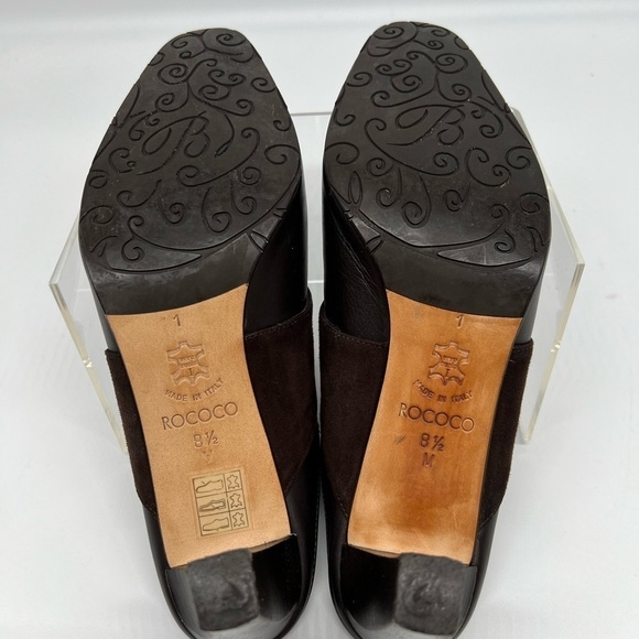 Brighton Rococo Made in Italy Dark Brown Leather Belted‎ Mules Slip On Heels 8.5 - Picture 7 of 10